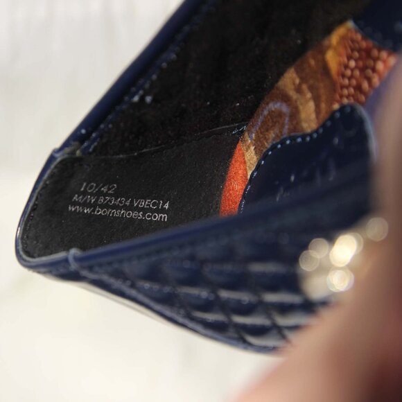 Born B73434 VBED14 Ballet Flat Womens Sz 10 EU 42 Navy Quilted Cap Toe Leather - Picture 12 of 15